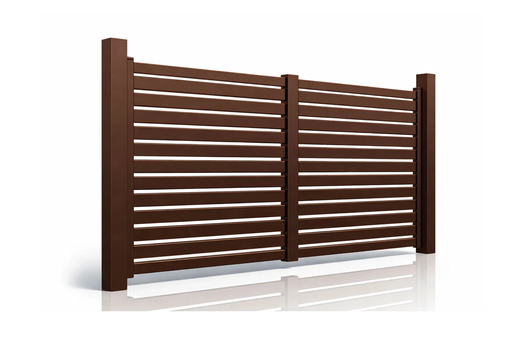 Portail battant en aluminium 4000 x 1800 mm, modèle Taurus, marron