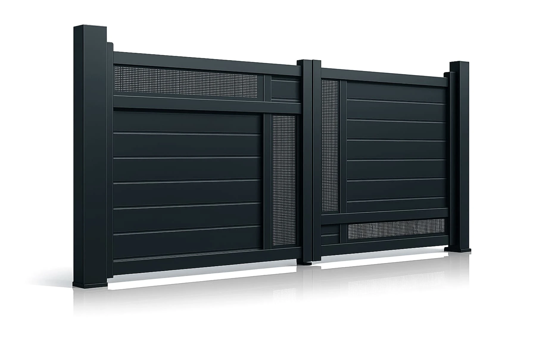 Portail battant en aluminium 3500 x 1800 mm, modèle Samurai, gris anthracite