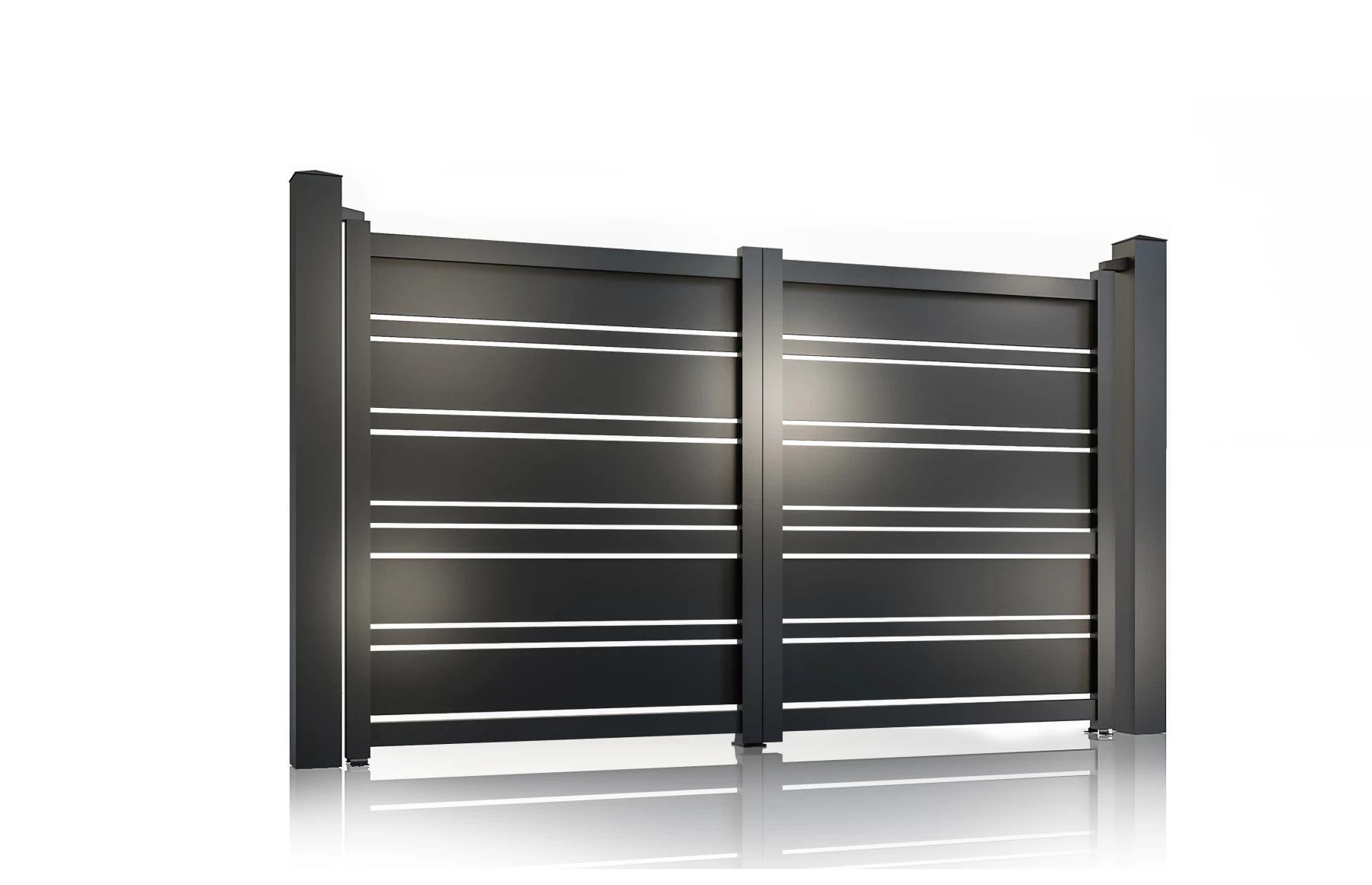 Portail battant en aluminium 3000 x 1800 mm, modèle Neptun, gris anthracite