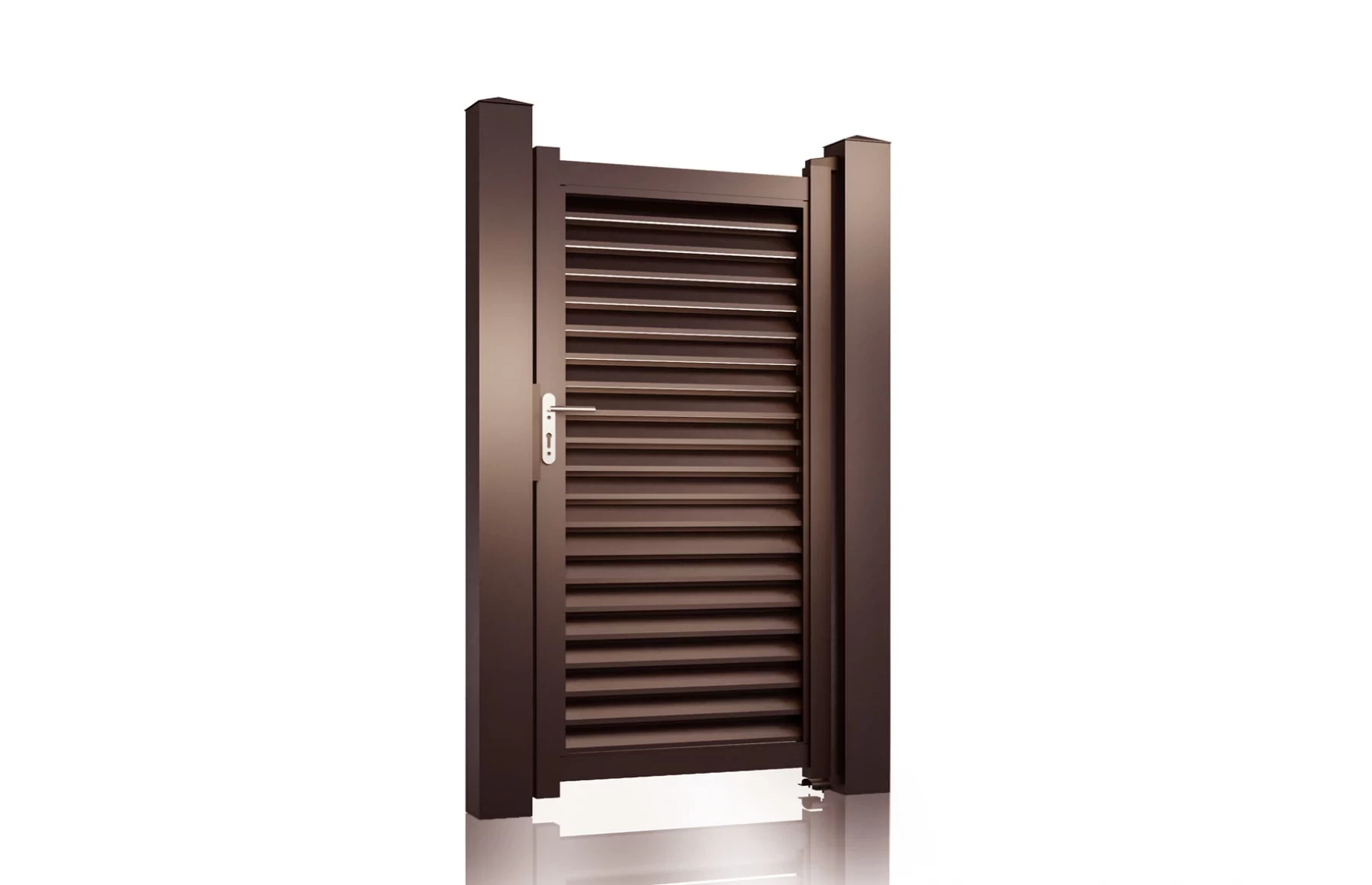 Portail piétonnier métallique en aluminium 900 x 2000 mm, préfabriqué, marron, modèle Jaluzea Suprem