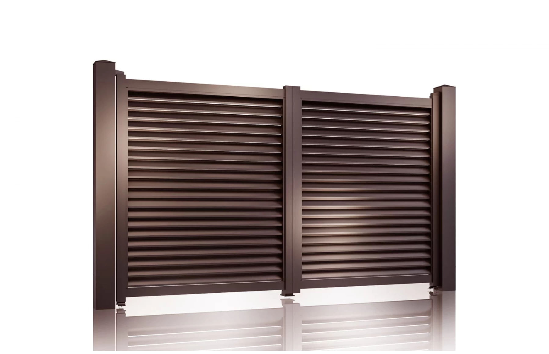 Portail battante métallique en aluminium 3000 x 2000 mm, marron, modèle Jaluzea Suprem